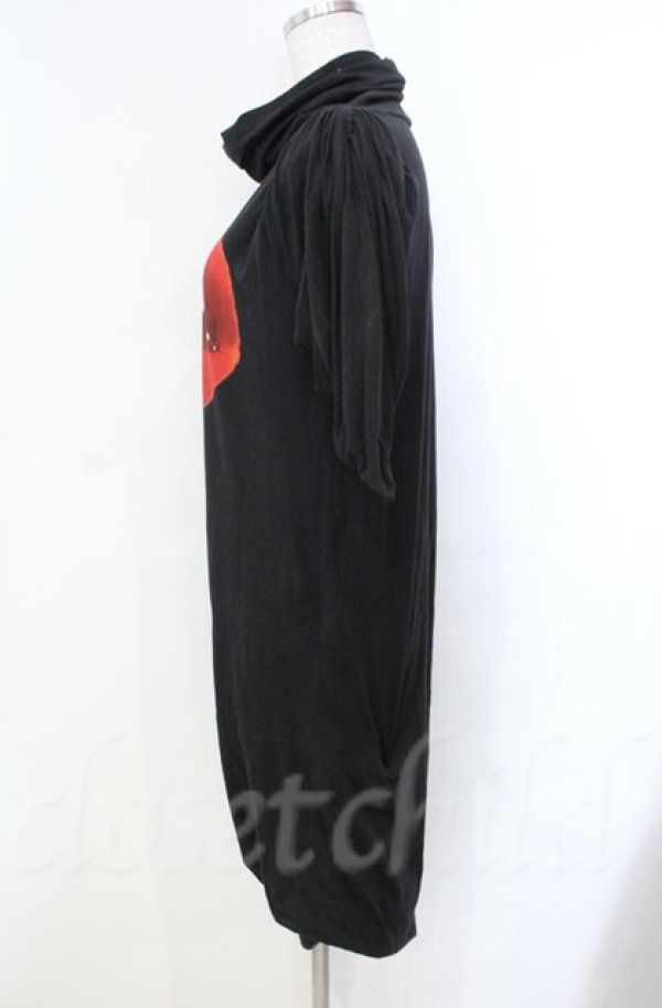 画像3: Worlds End 中古 / リッププリントワンピース M ブラック  O-25-11-09-052-op-YM-OS (3)