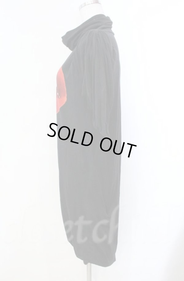 画像3: Worlds End 中古 / リッププリントワンピース M ブラック  O-25-11-09-052-op-YM-OS (3)