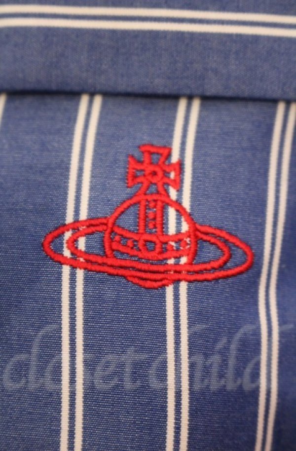 画像2: ヴィヴィアンウエストウッド 中古 / ストライプシャツドレス M ブルー  O-25-11-09-055-op-YM-OS (2)