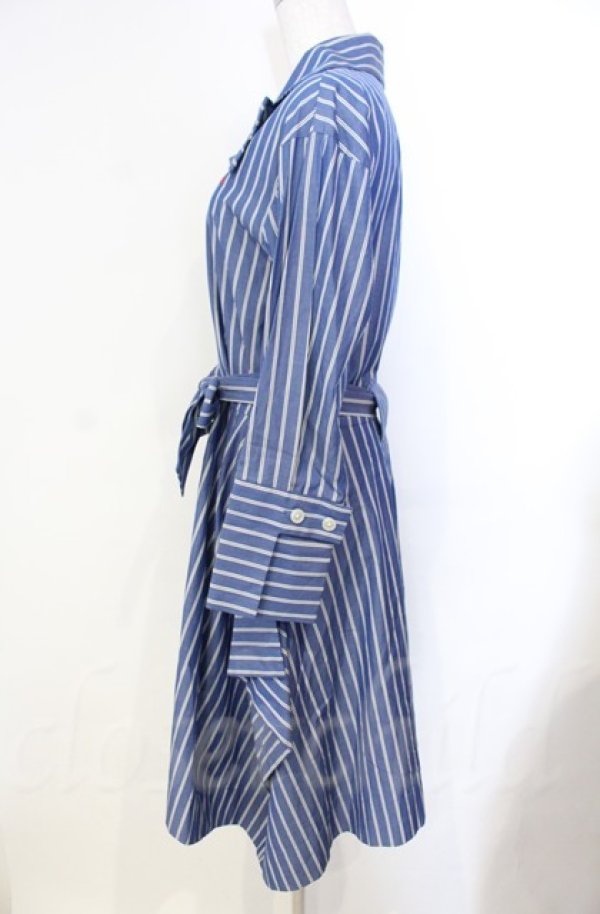 画像3: ヴィヴィアンウエストウッド 中古 / ストライプシャツドレス M ブルー  O-25-11-09-055-op-YM-OS (3)