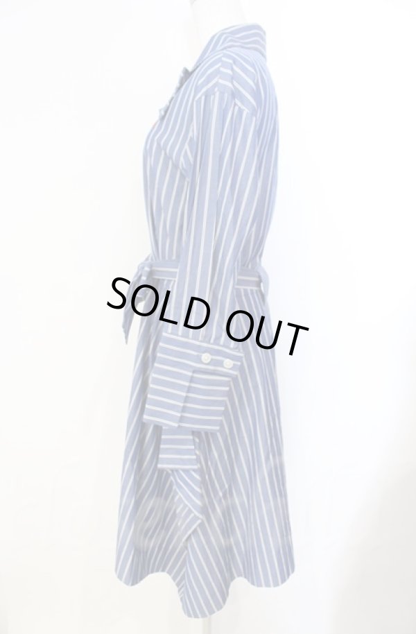 画像3: ヴィヴィアンウエストウッド 中古 / ストライプシャツドレス M ブルー  O-25-11-09-055-op-YM-OS (3)
