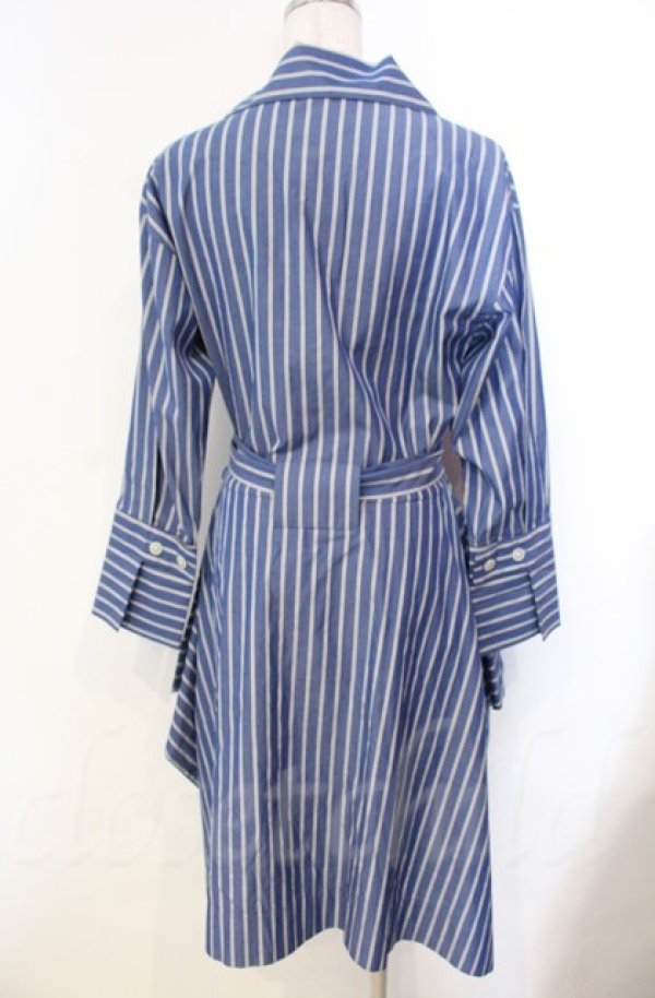 画像4: ヴィヴィアンウエストウッド 中古 / ストライプシャツドレス M ブルー  O-25-11-09-055-op-YM-OS (4)