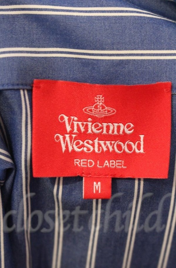 画像5: ヴィヴィアンウエストウッド 中古 / ストライプシャツドレス M ブルー  O-25-11-09-055-op-YM-OS (5)