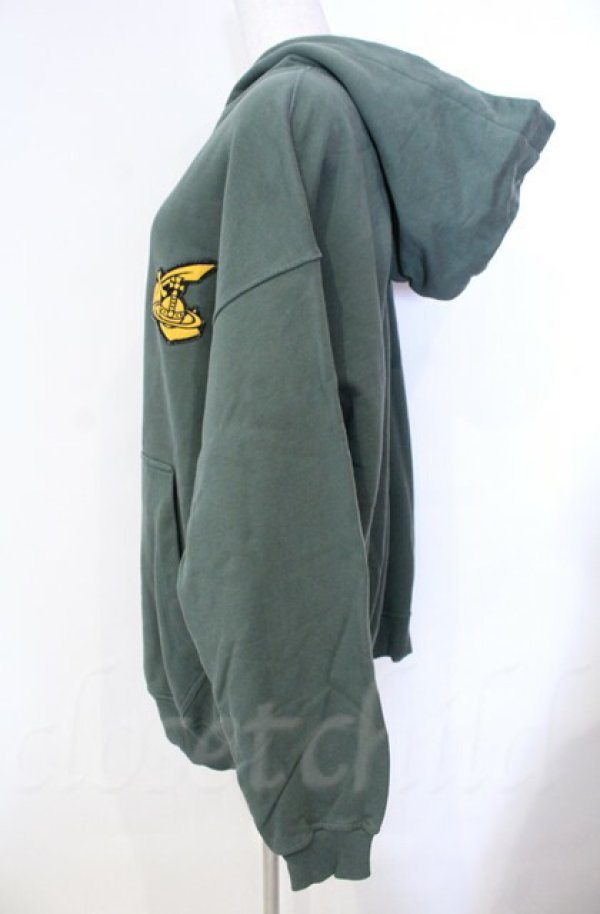 画像3: ANGLOMANIA 中古 / Logo Hooded Sweatshirt（ロゴフーデッドスウェットシャツ）パーカー M カーキ  O-25-11-09-056-to-YM-OS (3)