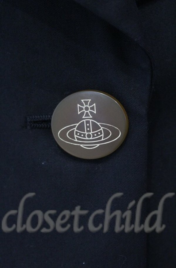 画像2: ヴィヴィアンウエストウッド 中古 / ハイカウントコンパクトギャバラウンドカラー半袖ジャケット 01 ブラック  O-25-11-09-007-jc-IG-OS (2)