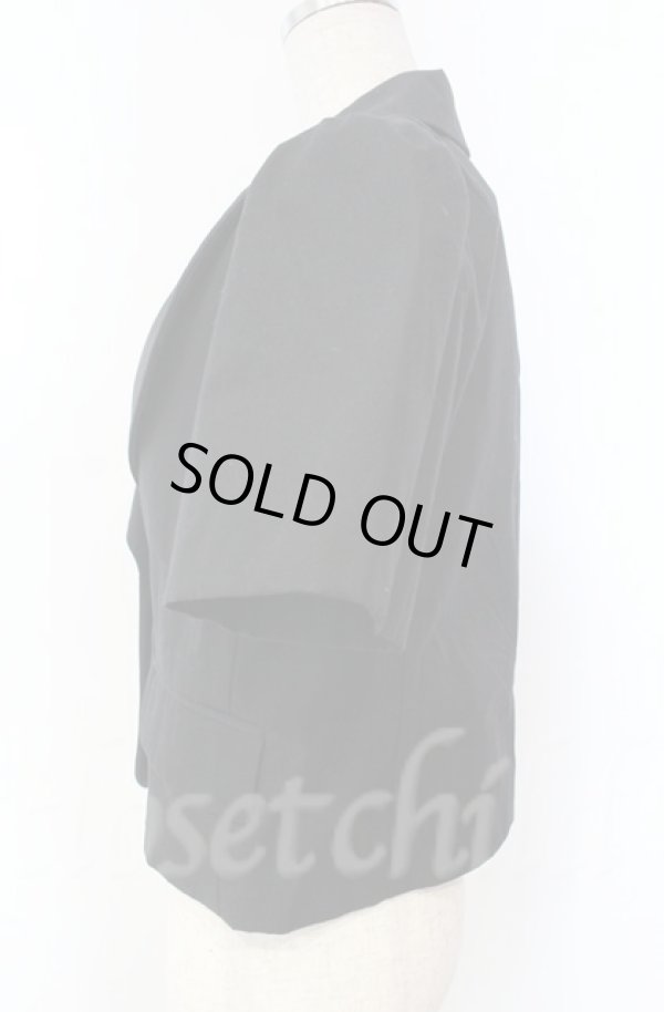 画像3: ヴィヴィアンウエストウッド 中古 / ハイカウントコンパクトギャバラウンドカラー半袖ジャケット 01 ブラック  O-25-11-09-007-jc-IG-ZH (3)