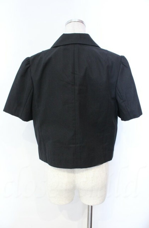 画像4: ヴィヴィアンウエストウッド 中古 / ハイカウントコンパクトギャバラウンドカラー半袖ジャケット 01 ブラック  O-25-11-09-007-jc-IG-OS (4)