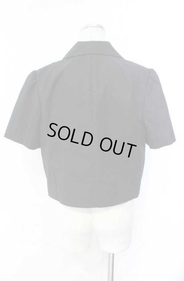 画像4: ヴィヴィアンウエストウッド 中古 / ハイカウントコンパクトギャバラウンドカラー半袖ジャケット 01 ブラック  O-25-11-09-007-jc-IG-ZH (4)