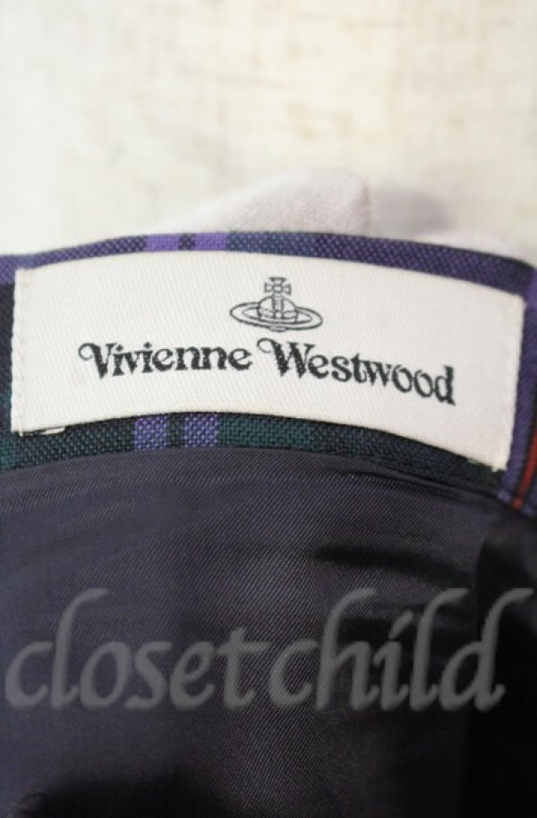 画像5: ヴィヴィアンウエストウッド 中古 / SUMMER KILT SKIRT（サマーキルトスカート） 38 グリーン×パープル  O-25-11-09-070-sk-IG-OS (5)