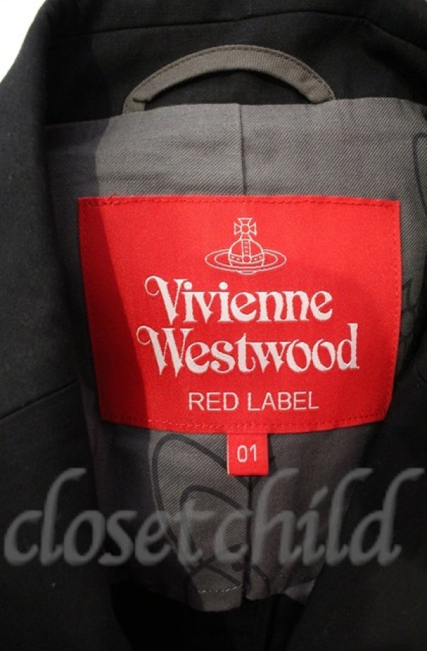 画像5: ヴィヴィアンウエストウッド 中古 / ハイカウントコンパクトギャバラウンドカラー半袖ジャケット 01 ブラック  O-25-11-09-007-jc-IG-OS (5)