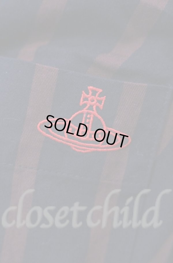 画像2: ヴィヴィアンウエストウッド 中古 / ストライプドランクンシャツ S ワイン×ブラック  O-25-11-09-008-bl-IG-OS (2)