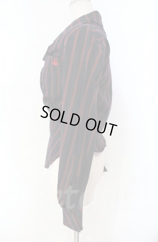 画像3: ヴィヴィアンウエストウッド 中古 / ストライプドランクンシャツ S ワイン×ブラック  O-25-11-09-008-bl-IG-OS (3)