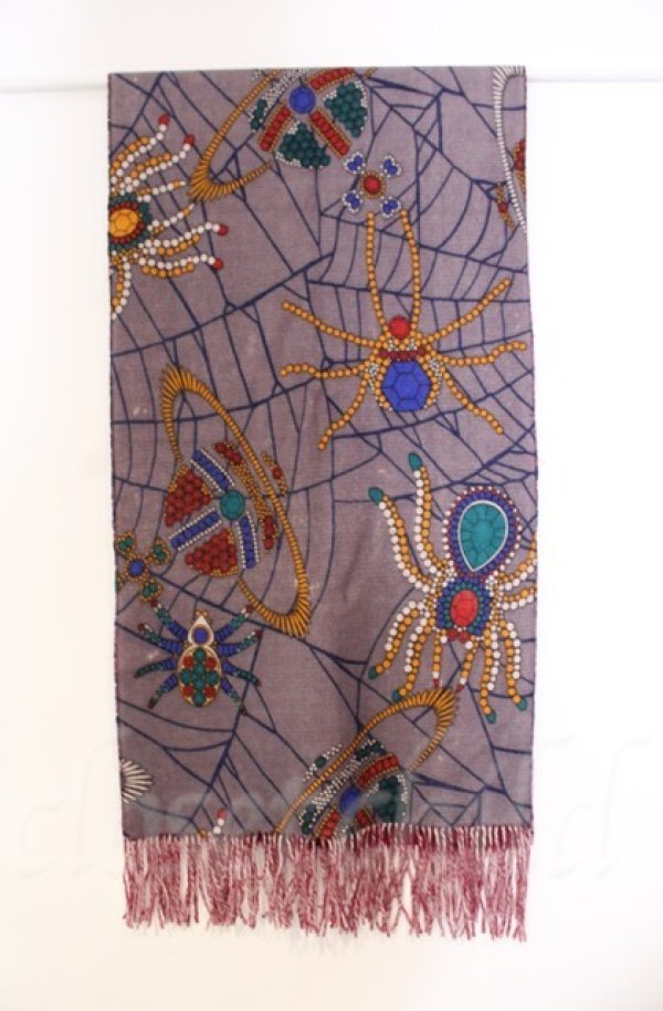 画像2: ヴィヴィアンウエストウッド 中古 / ジュエリープリントストール  グレー×マルチ  O-25-11-09-080-gd-IG-OS (2)