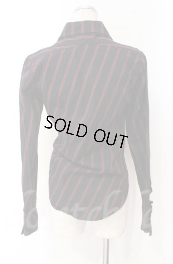 画像4: ヴィヴィアンウエストウッド 中古 / ストライプドランクンシャツ S ワイン×ブラック  O-25-11-09-008-bl-IG-OS (4)