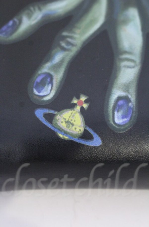 画像2: ヴィヴィアンウエストウッド 中古 / HAND PRINT MEDIUM ZIP WALLET（ハンドプリントミディアムジップウォレット）  ブラック×グリーン  O-25-11-09-086-wa-IG-OS (2)