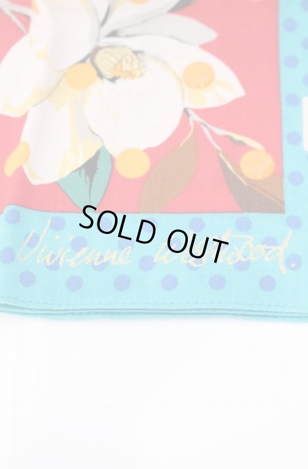 画像2: ヴィヴィアンウエストウッド 中古 / ハンカチーフ  ブルー×レッド×花ガラ ドット  O-25-11-09-094-gd-IG-OS (2)