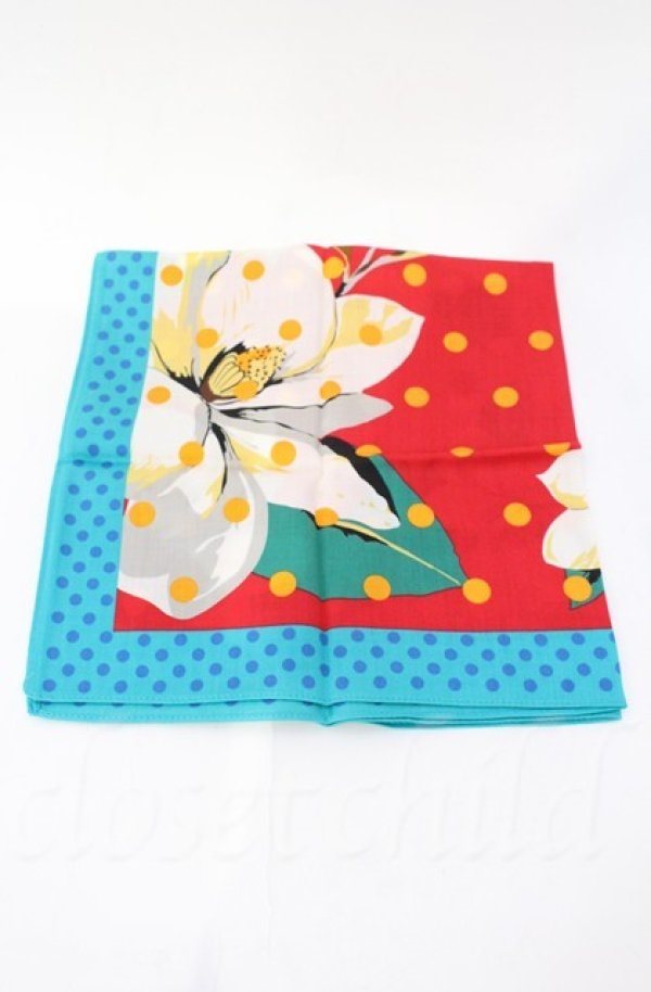画像3: ヴィヴィアンウエストウッド 中古 / ハンカチーフ  ブルー×レッド×花ガラ ドット  O-25-11-09-094-gd-IG-OS (3)