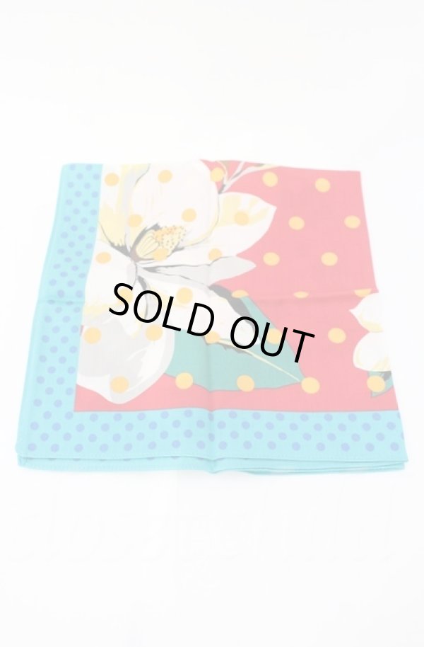 画像3: ヴィヴィアンウエストウッド 中古 / ハンカチーフ  ブルー×レッド×花ガラ ドット  O-25-11-09-094-gd-IG-OS (3)