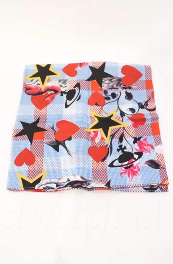 画像3: ヴィヴィアンウエストウッド 中古 / ハンカチーフ  ブルー シーモンスター柄  O-25-11-09-096-gd-IG-OS (3)