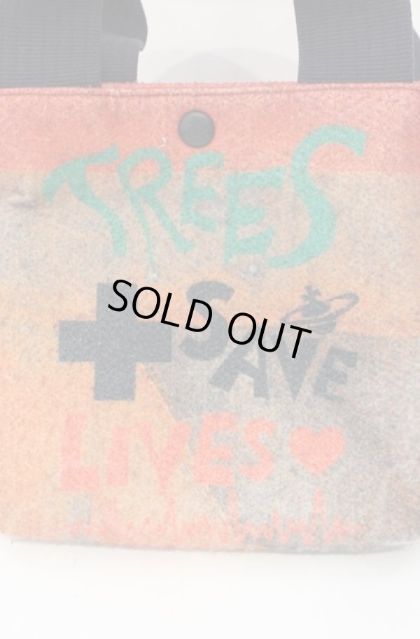 画像2: ヴィヴィアンウエストウッド 中古 / TREES SAVE LIVES トートバッグ（ツリーズセーブリブズ）  オレンジ  O-25-11-09-108-ba-IG-OS (2)