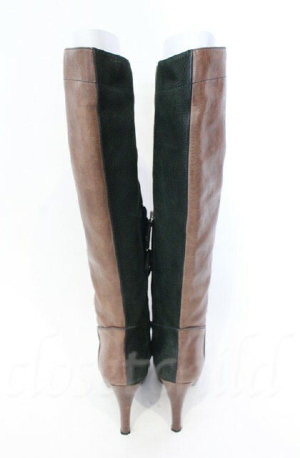 画像4: ヴィヴィアンウエストウッド 中古 / レザーバイカラーロングブーツ 37 ブラウン×グリーン  O-25-11-09-114-sh-IG-OS (4)