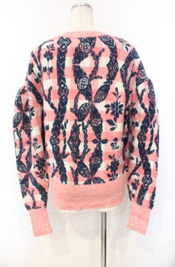 画像4: ヴィヴィアンウエストウッド 中古 / TYROLEAN FLOWER KNITギャザースリーブトップ（チロリアンフラワーニット） 00 ピンク  O-25-11-09-014-to-IG-OS (4)