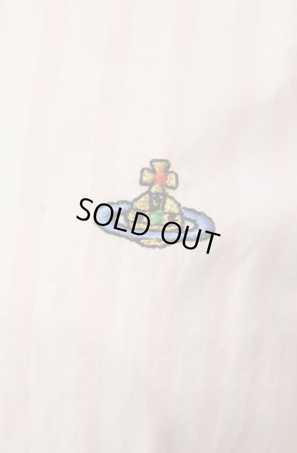 画像2: ヴィヴィアンウエストウッド 中古 / カラーオーブ刺繍高衿ストライプブラウス 40 ピンク  O-25-11-09-016-bl-YM-ZH (2)