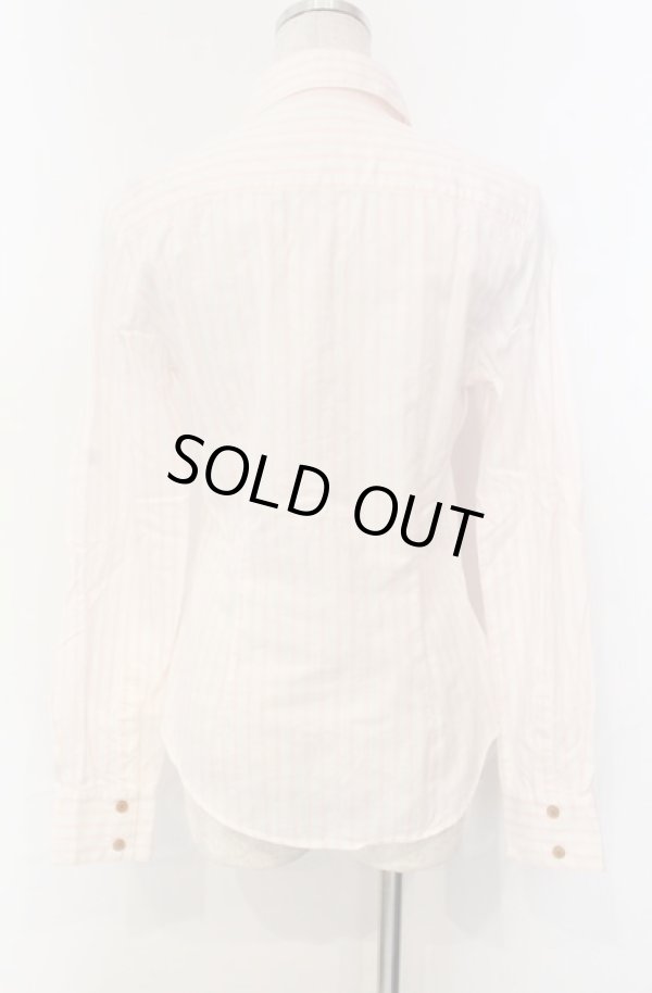 画像4: ヴィヴィアンウエストウッド 中古 / カラーオーブ刺繍高衿ストライプブラウス 40 ピンク  O-25-11-09-016-bl-YM-ZH (4)