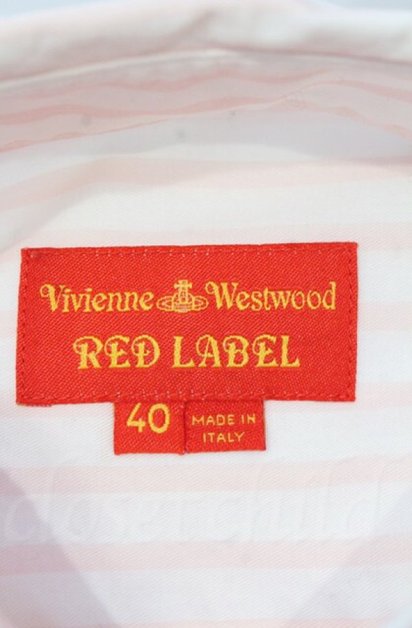 画像5: ヴィヴィアンウエストウッド 中古 / カラーオーブ刺繍高衿ストライプブラウス 40 ピンク  O-25-11-09-016-bl-YM-OS (5)