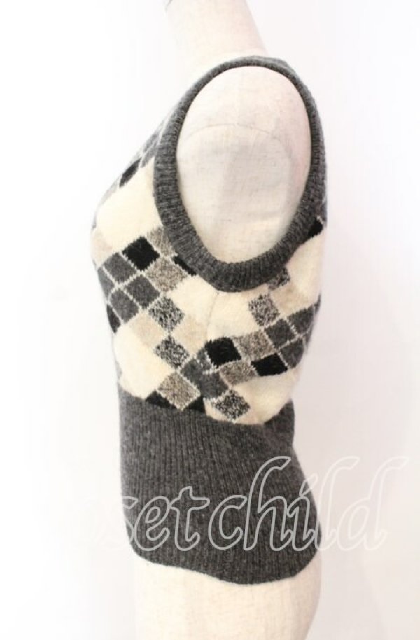 画像3: ヴィヴィアンウエストウッド 中古 / アルパカアーガイルリブベスト 2 アイボリーｘグレー  O-25-11-16-018-to-YM-OS (3)