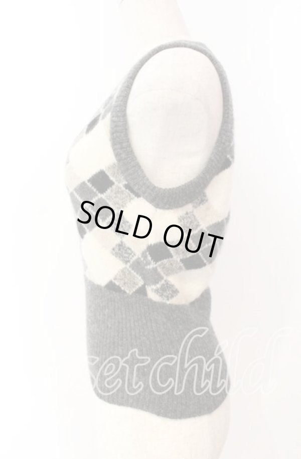 画像3: ヴィヴィアンウエストウッド 中古 / アルパカアーガイルリブベスト 2 アイボリーｘグレー  O-25-11-16-018-to-YM-ZH (3)