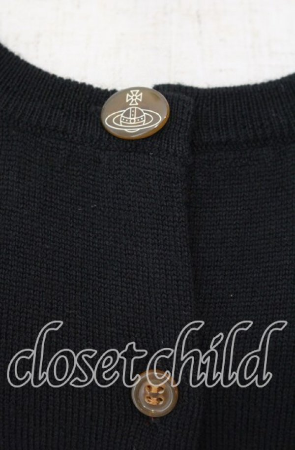 画像2: ヴィヴィアンウエストウッド 中古 / 単色オーブ刺繍ラウンドネックカーディガン 2 ブラック  O-25-11-16-024-to-YM-OS (2)