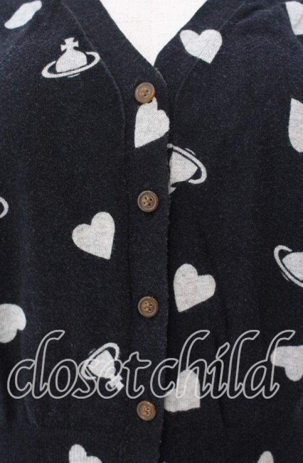 画像2: ヴィヴィアンウエストウッド 中古 / ハートオーブ総柄カーディガン 2 ブラック  O-25-11-16-025-to-YM-OS (2)