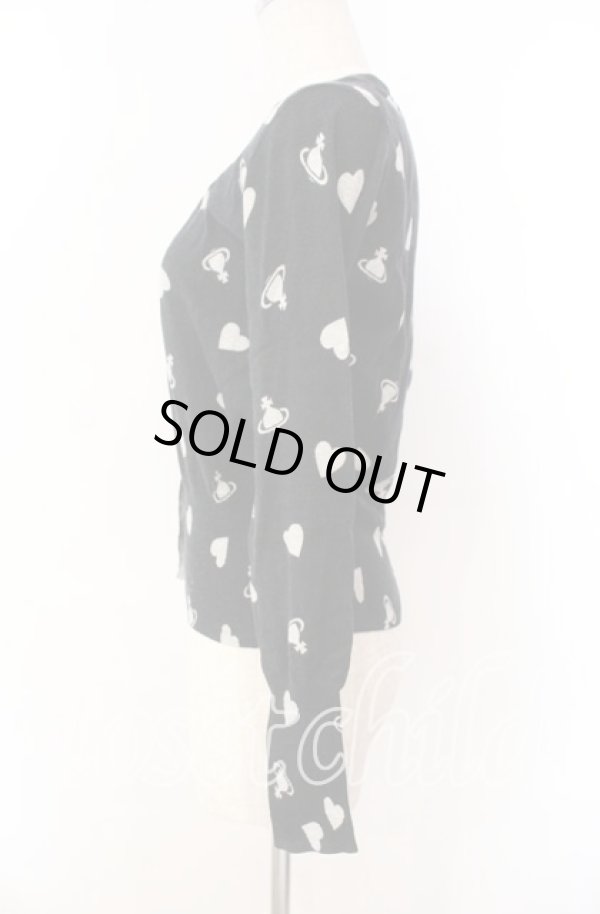 画像3: ヴィヴィアンウエストウッド 中古 / ハートオーブ総柄カーディガン 2 ブラック  O-25-11-16-025-to-YM-OS (3)