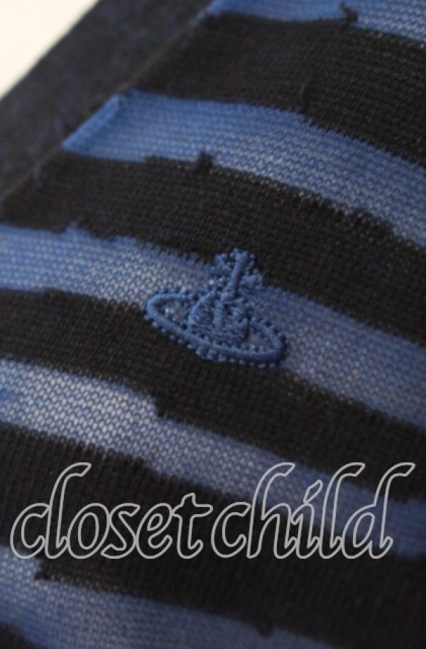 画像2: ヴィヴィアンウエストウッド 中古 / シースルーボーダーカーディガン 2 ブルーｘブラック  O-25-11-16-026-to-YM-OS (2)