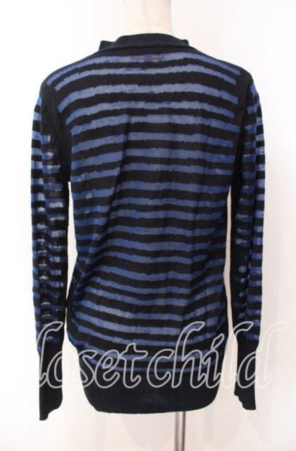 画像4: ヴィヴィアンウエストウッド 中古 / シースルーボーダーカーディガン 2 ブルーｘブラック  O-25-11-16-026-to-YM-OS (4)