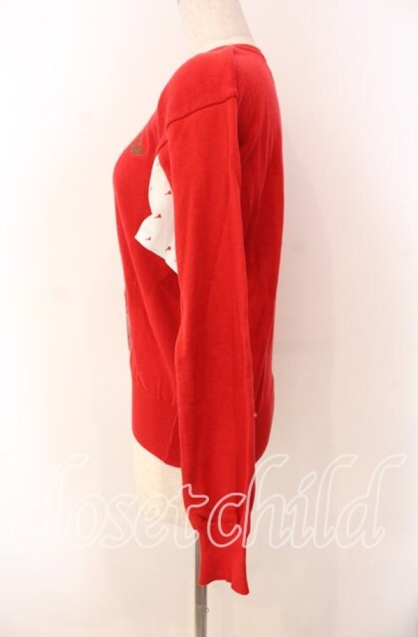 画像4: ヴィヴィアンウエストウッド 中古 / CHOICE オーブ刺繍カーディガン 2 レッド  O-25-11-16-027-to-YM-OS (4)