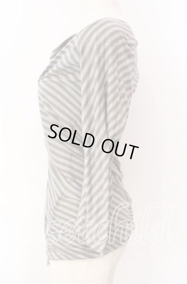 画像2: ヴィヴィアンウエストウッド 中古 / ボーダーカットワンピース 2 グレー  O-25-11-16-029-to-YM-OS (2)