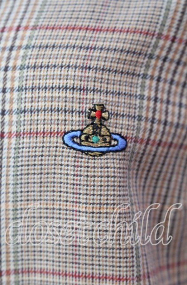 画像2: ヴィヴィアンウエストウッド 中古 / カラーオーブ刺繍タータンチェックシャツ  I ブラウン  O-25-11-16-030-bl-YM-OS (2)