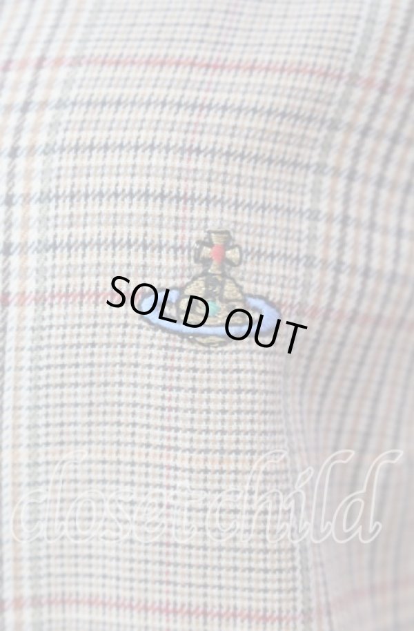 画像2: ヴィヴィアンウエストウッド 中古 / カラーオーブ刺繍タータンチェックシャツ  I ブラウン  O-25-11-16-030-bl-YM-ZH (2)