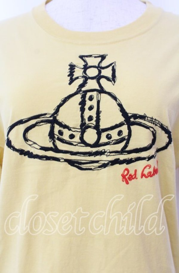画像2: ヴィヴィアンウエストウッド 中古 / オーガニック天竺ラフステッチオーブ刺繍ボーイズTシャツ 01 イエロー  O-25-11-16-031-ts-YM-OS (2)