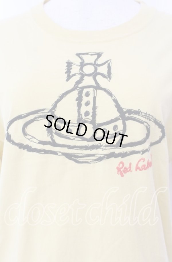 画像2: ヴィヴィアンウエストウッド 中古 / オーガニック天竺ラフステッチオーブ刺繍ボーイズTシャツ 01 イエロー  O-25-11-16-031-ts-YM-ZH (2)