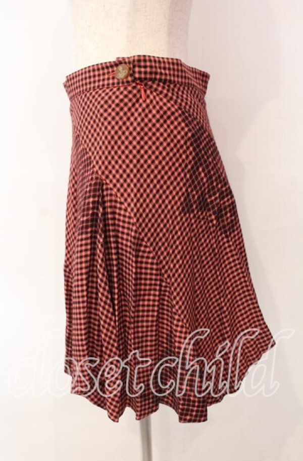 画像3: ヴィヴィアンウエストウッド 中古 / チューダーローズチェックスカート 40 オレンジ  O-25-11-16-034-sk-YM-OS (3)