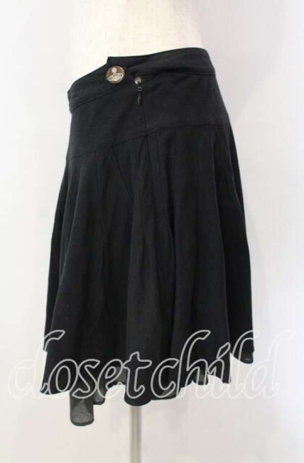 画像2: ヴィヴィアンウエストウッド 中古 / コットンリネンレイヤードスカート 2 ブラック  O-25-11-16-036-sk-YM-OS (2)