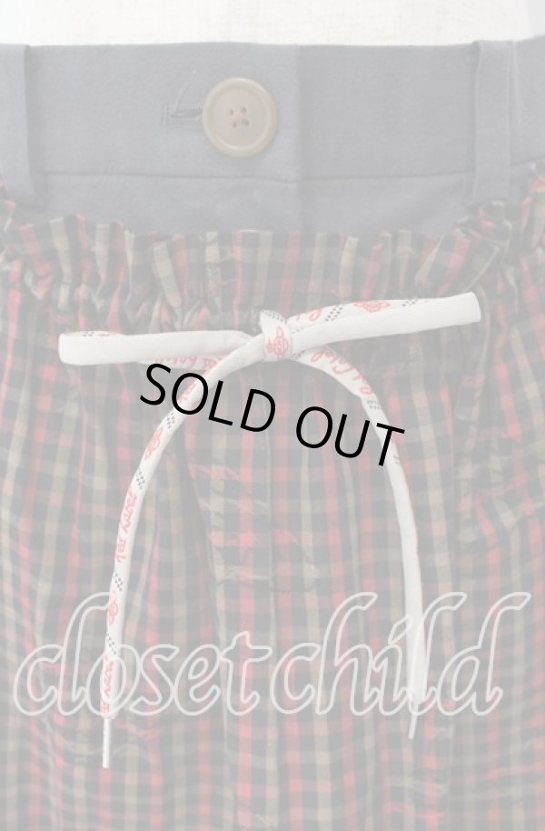 画像2: ヴィヴィアンウエストウッド 中古 / ORB CHECK　ジャガードエプロンスカート　 01 レッドｘグレー  O-25-11-16-040-sk-YM-OS (2)