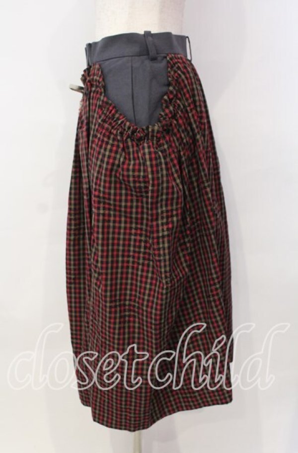 画像3: ヴィヴィアンウエストウッド 中古 / ORB CHECK　ジャガードエプロンスカート　 01 レッドｘグレー  O-25-11-16-040-sk-YM-OS (3)