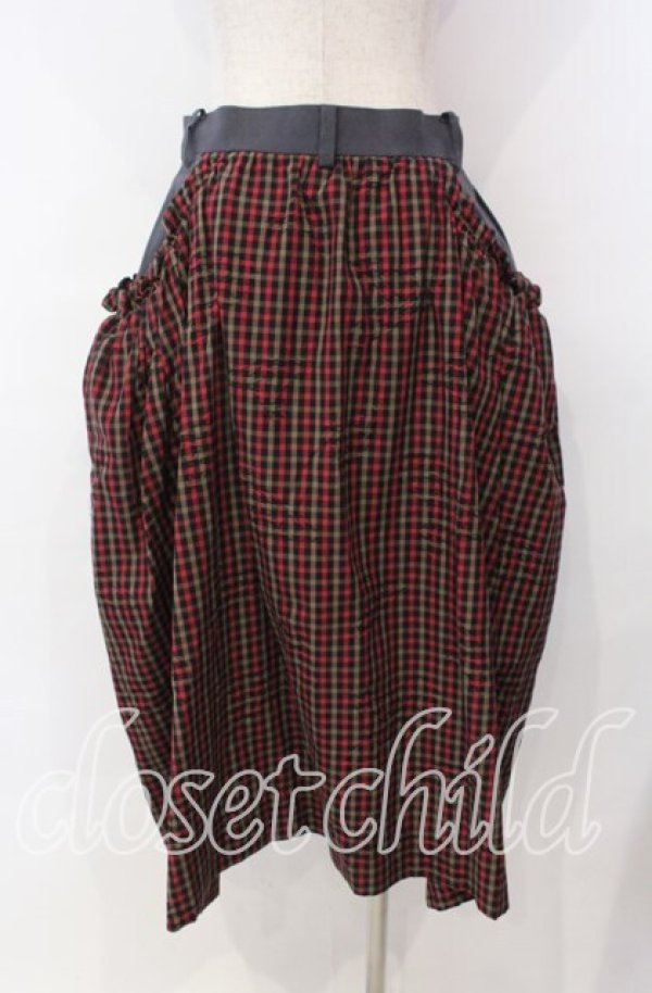 画像4: ヴィヴィアンウエストウッド 中古 / ORB CHECK　ジャガードエプロンスカート　 01 レッドｘグレー  O-25-11-16-040-sk-YM-OS (4)