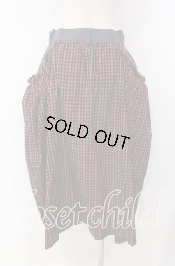 画像4: ヴィヴィアンウエストウッド 中古 / ORB CHECK　ジャガードエプロンスカート　 01 レッドｘグレー  O-25-11-16-040-sk-YM-OS (4)