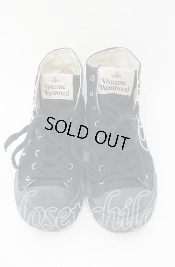 画像2: ヴィヴィアンウエストウッド 中古 / PLIMSOLL HIGH TOP CANVASスニーカー 42 ネイビー  O-25-11-16-042-sh-IG-ZH (2)