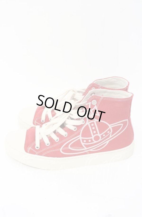 画像4: ヴィヴィアンウエストウッド 中古 / PLIMSOLL HIGH TOP CANVASスニーカー 41 レッド×アイボリー  O-25-11-16-043-sh-IG-ZH (4)